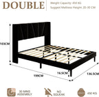 Bed Frame with Headboard Velvet Geometric Tufted Upholstered