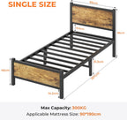 Bed Frame with Heavy Duty Metal Slats Support
