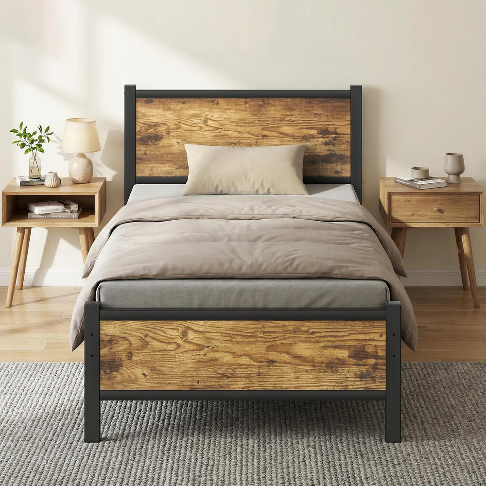 Bed Frame with Heavy Duty Metal Slats Support