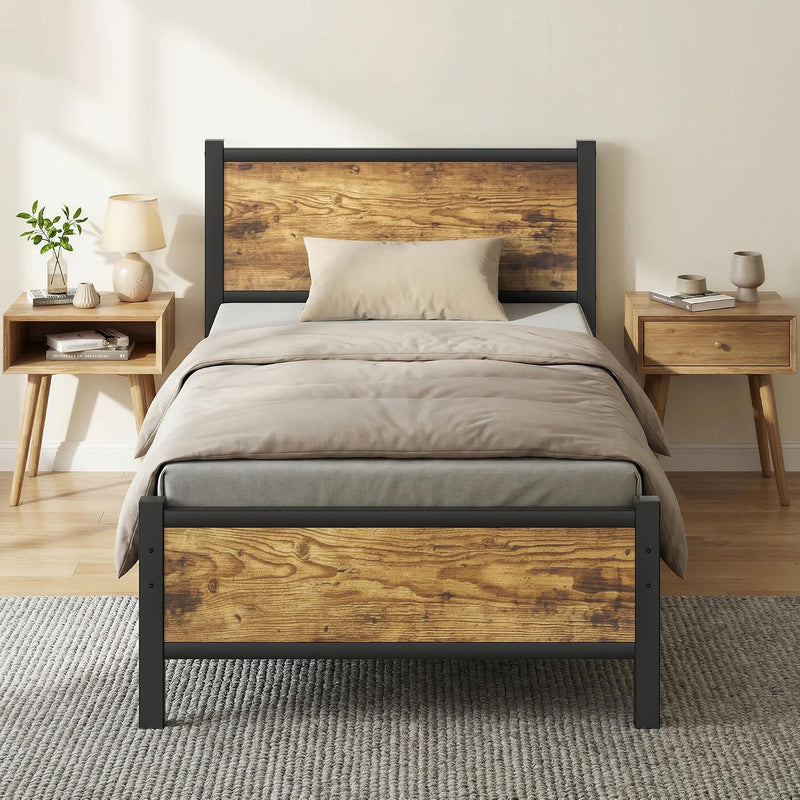 Bed Frame with Heavy Duty Metal Slats Support
