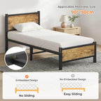 Bed Frame with Heavy Duty Metal Slats Support