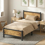 Bed Frame with Heavy Duty Metal Slats Support