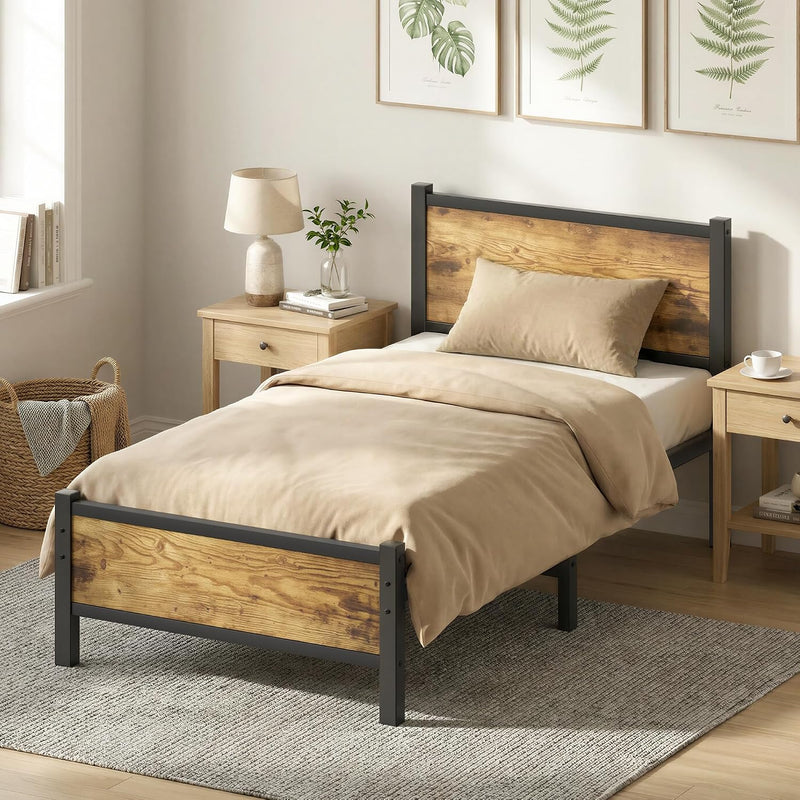 Bed Frame with Heavy Duty Metal Slats Support