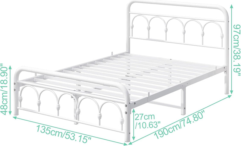 Bed Frame with High Headboard and Footboard Vintage