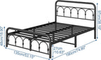 Bed Frame with High Headboard and Footboard Vintage