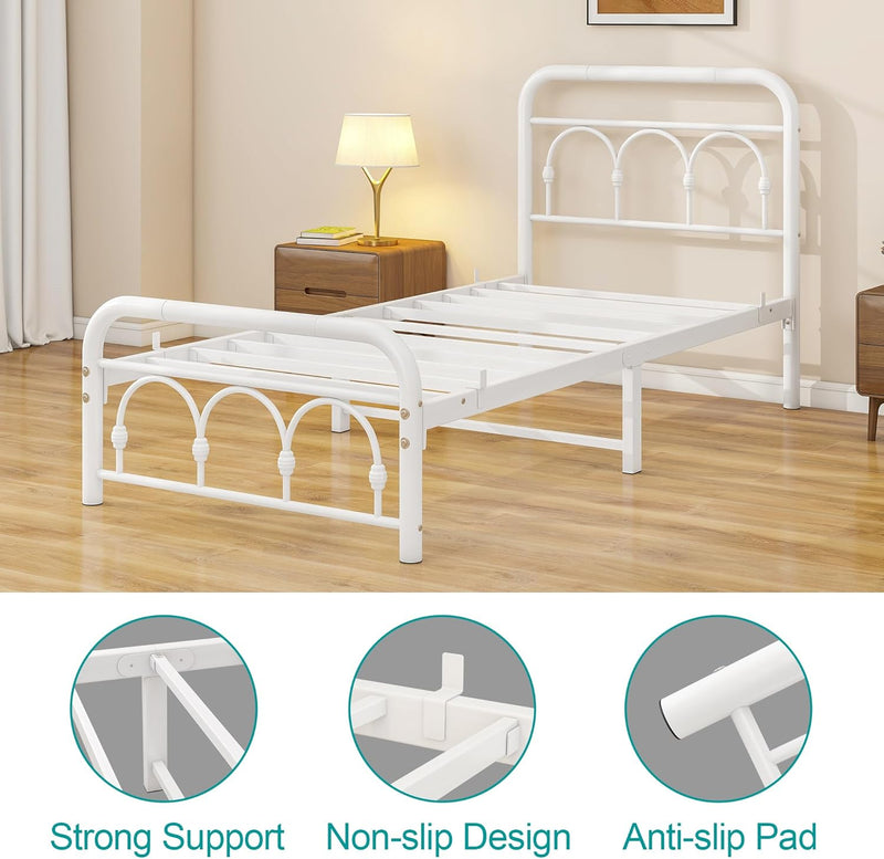 Bed Frame with High Headboard and Footboard Vintage
