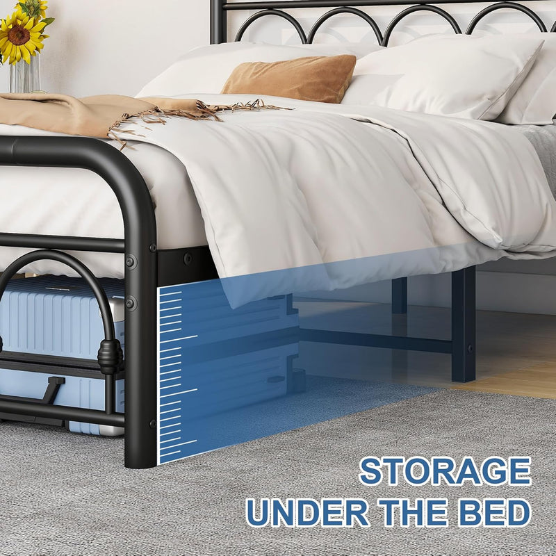 Bed Frame with High Headboard and Footboard Vintage