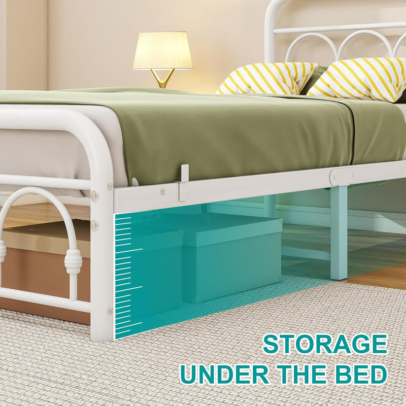Bed Frame with High Headboard and Footboard Vintage