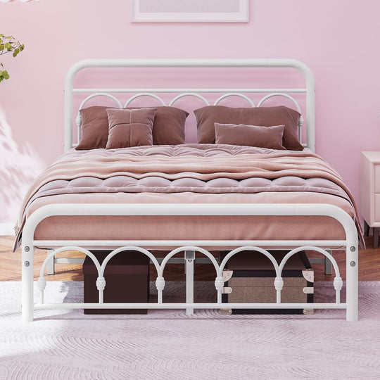 Bed Frame with High Headboard and Footboard Vintage