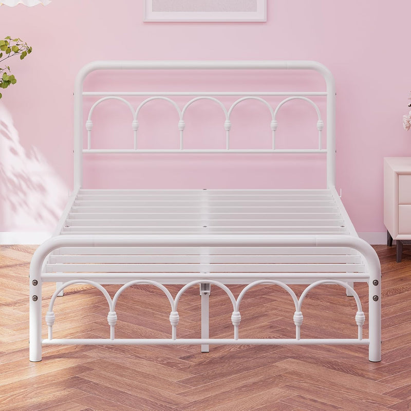Bed Frame with High Headboard and Footboard Vintage