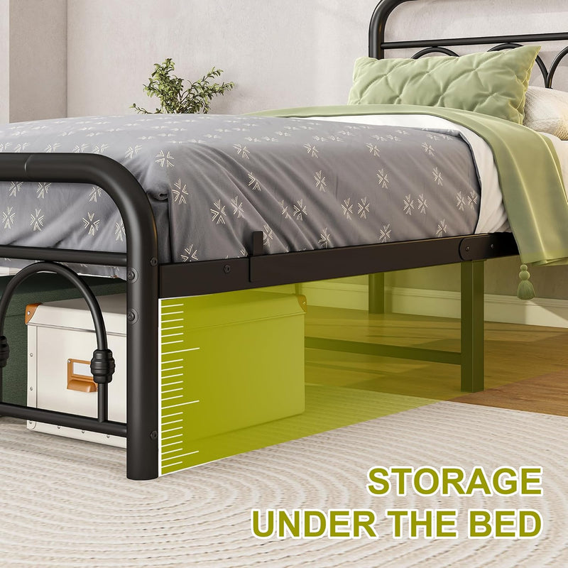 Bed Frame with High Headboard and Footboard Vintage