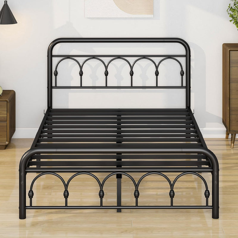 Bed Frame with High Headboard and Footboard Vintage