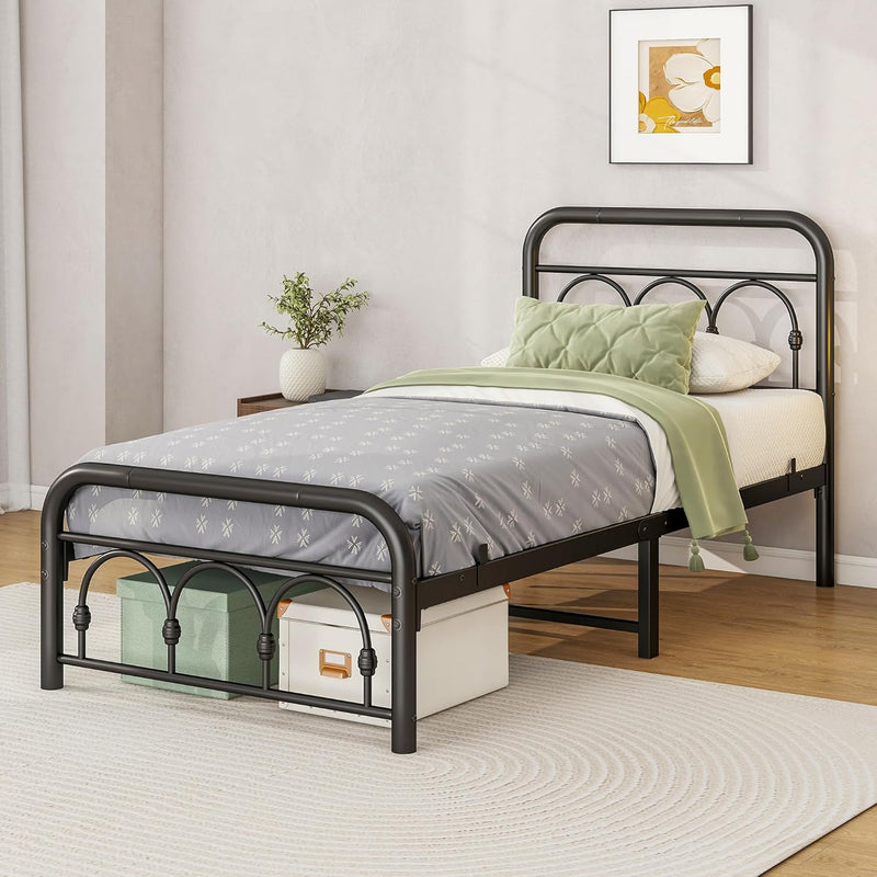 Bed Frame with High Headboard and Footboard Vintage