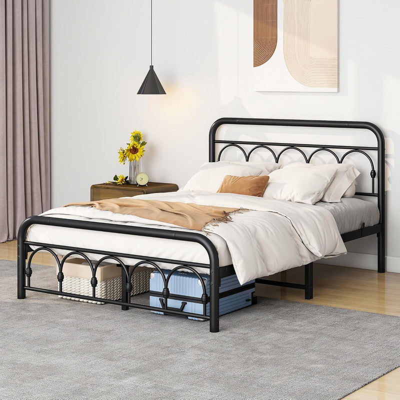 Bed Frame with High Headboard and Footboard Vintage