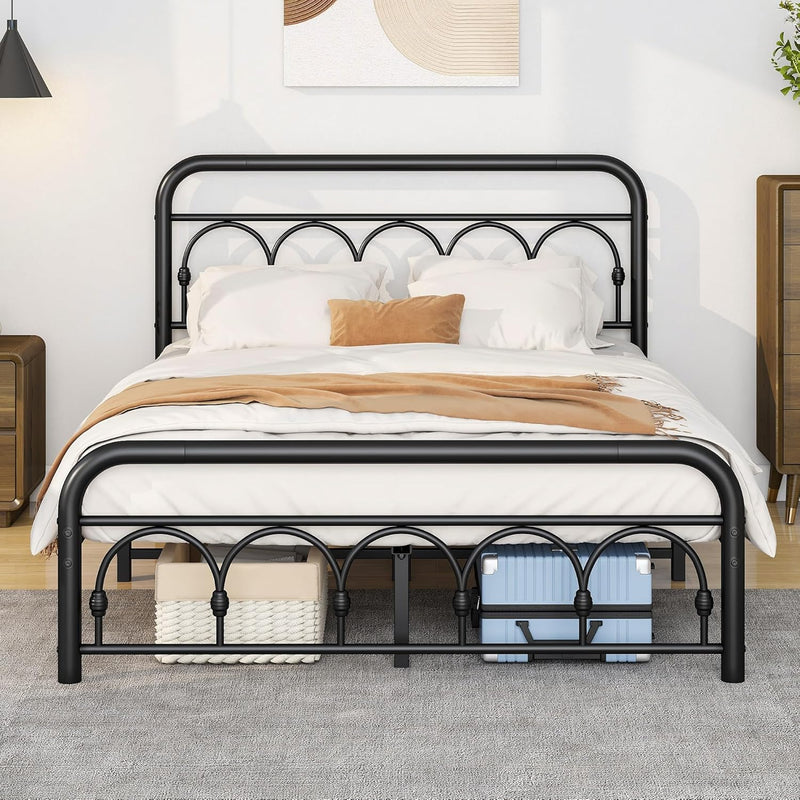 Bed Frame with High Headboard and Footboard Vintage
