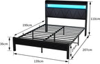 Bed Frame with LED Lights Storage Upholstered Headboard