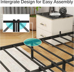 Bed Frame with LED Lights Storage Upholstered Headboard