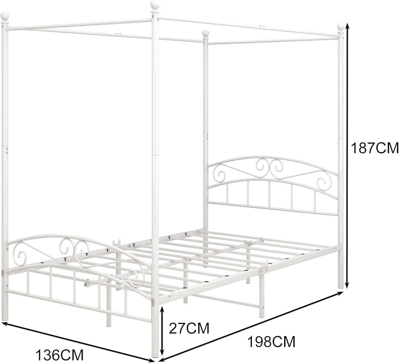 Bed Frame with Ornate European Style Headboard Footboard