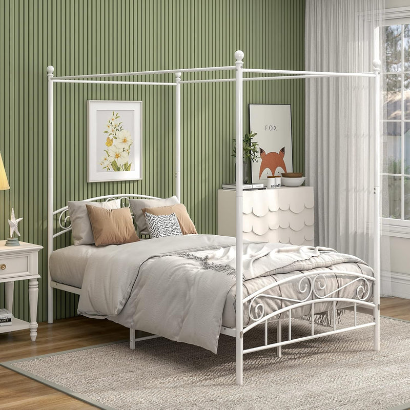 Bed Frame with Ornate European Style Headboard Footboard