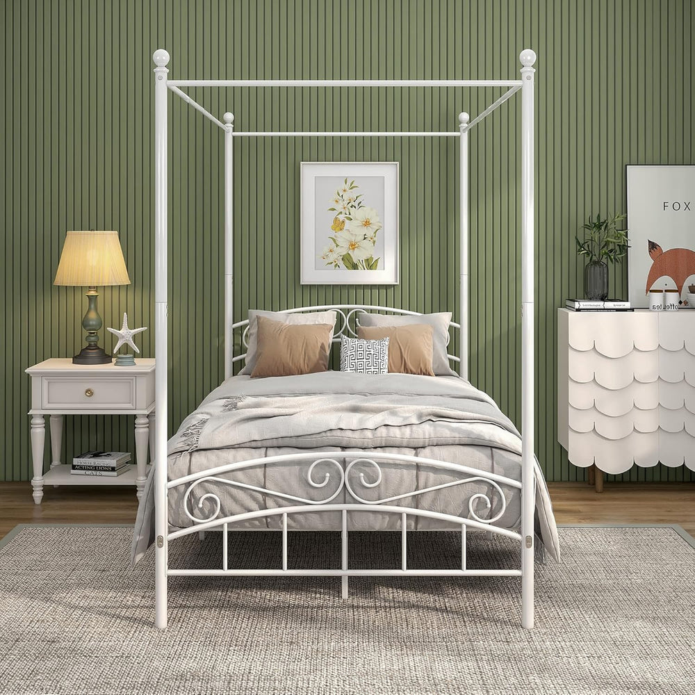 Bed Frame with Ornate European Style Headboard Footboard