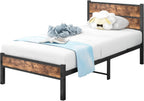 Bed Frame with Wooden Headboard and Footboard Metal