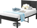 Bed Frame with Wooden Headboard and Footboard Metal