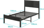 Bed Frame with Wooden Headboard and Footboard Metal