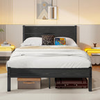 Bed Frame with Wooden Headboard and Footboard Metal