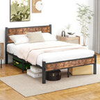 Bed Frame with Wooden Headboard and Footboard Metal
