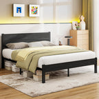 Bed Frame with Wooden Headboard and Footboard Metal