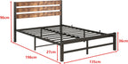 Bed Frame with Rustic Wood Headboard and Footboard