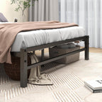 Bed Frame with Rustic Wood Headboard and Footboard
