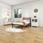 Bed Frame with Rustic Wood Headboard and Footboard