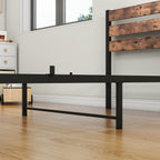 Bed Frame with Rustic Wood Headboard and Footboard