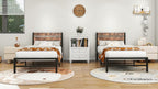Bed Frame with Rustic Wood Headboard and Footboard