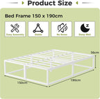 Bed Frame with Steel Slats Support