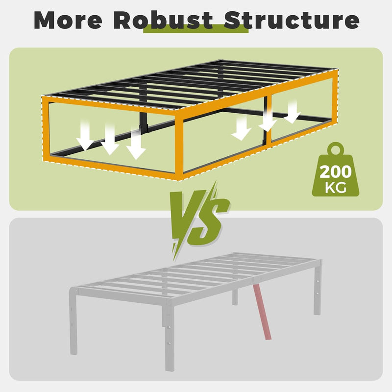 Bed Frame with Steel Slats Support