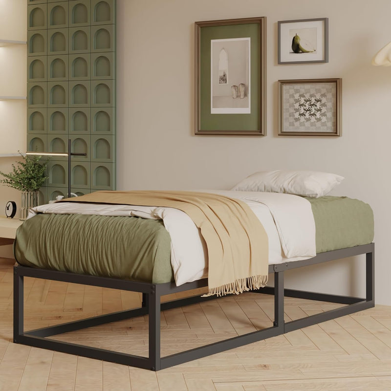 Bed Frame with Steel Slats Support