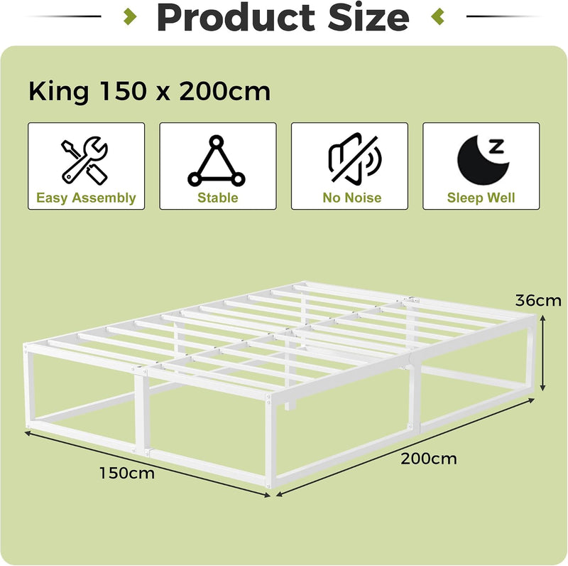 Bed Frame with Steel Slats Support