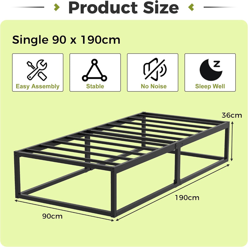 Bed Frame with Steel Slats Support