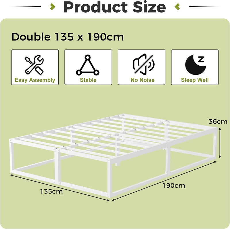 Bed Frame with Steel Slats Support