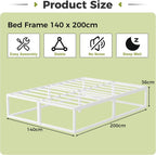 Bed Frame with Steel Slats Support