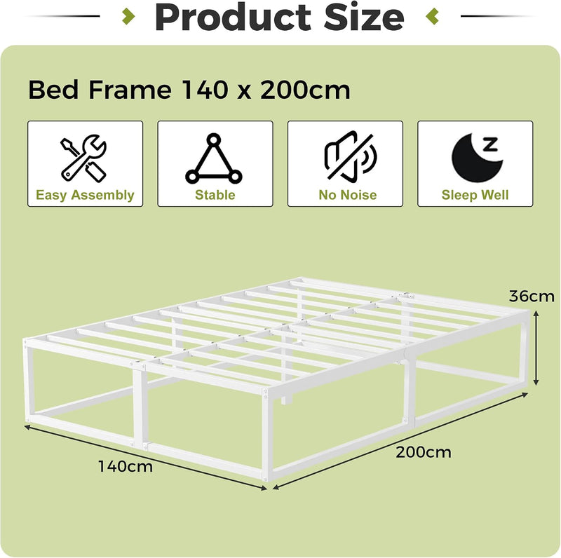 Bed Frame with Steel Slats Support