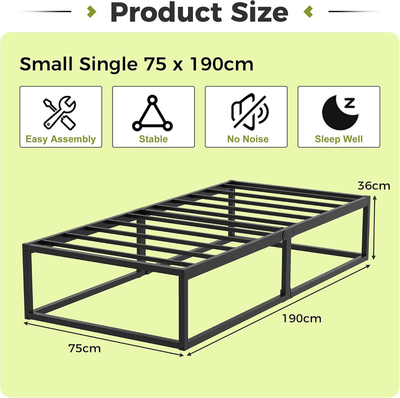 Bed Frame with Steel Slats Support