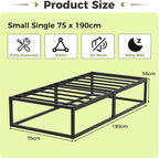 Bed Frame with Steel Slats Support