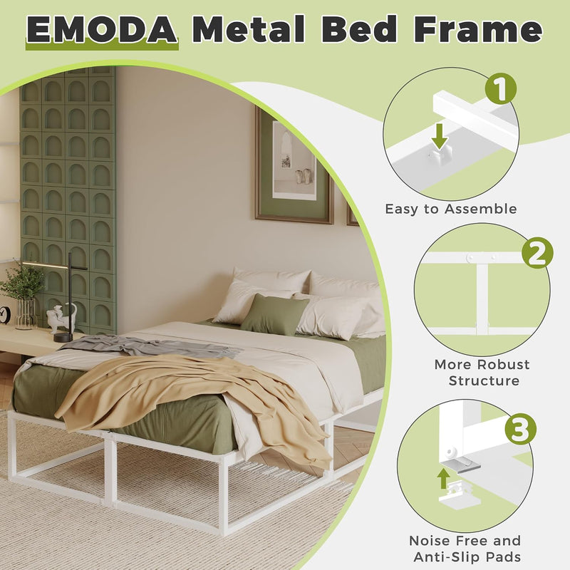 Bed Frame with Steel Slats Support