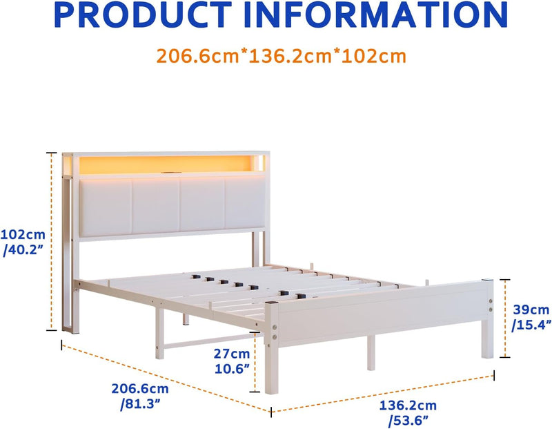 Bed Frame with Storage Headboard
