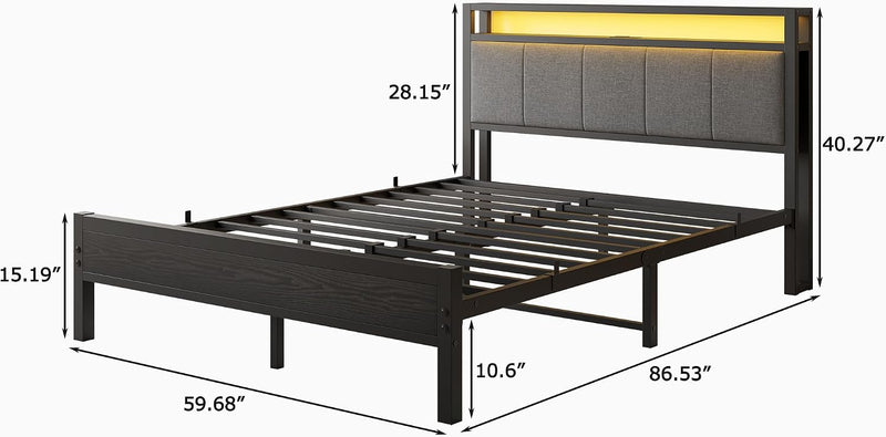 Bed Frame with Storage Headboard