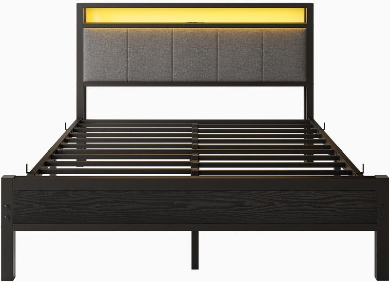 Bed Frame with Storage Headboard