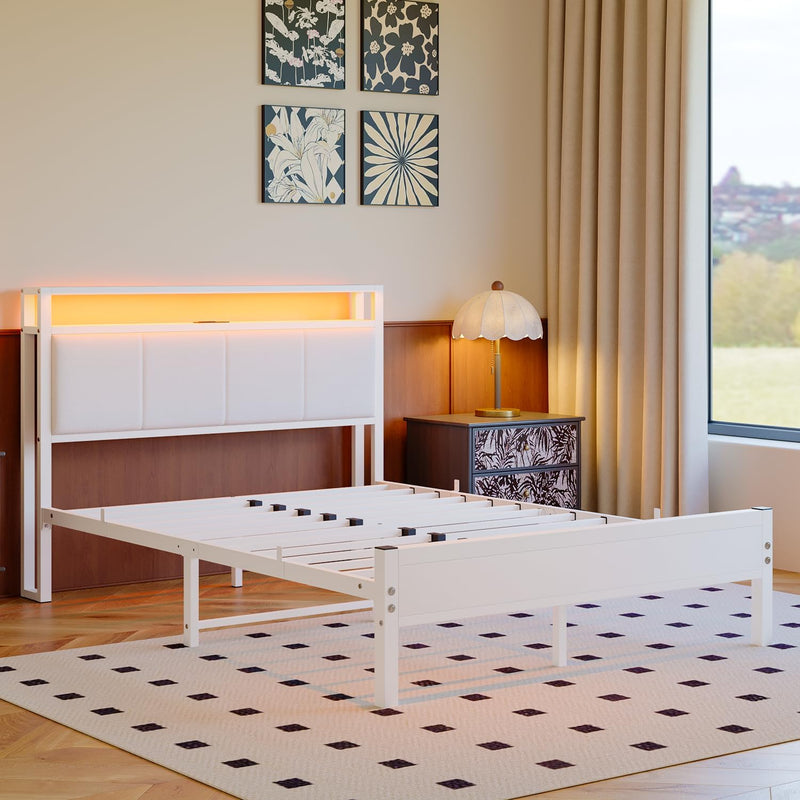 Bed Frame with Storage Headboard